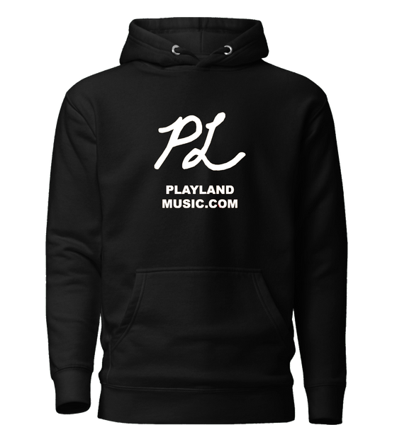 Black PLAYLAND MUSIC HOODIE- White Logo