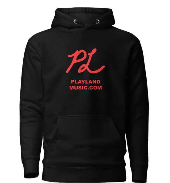 Black PLAYLAND MUSIC HOODIE- Red Logo